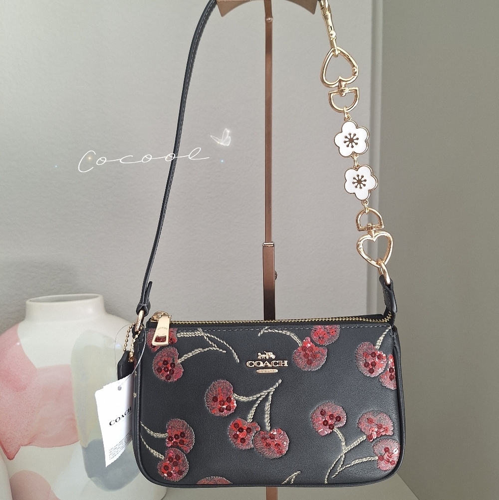 NWT Coach Nolita 19 In Signature Canvas With Cherry Print Plus Extended Chain - Picture 2 of 12